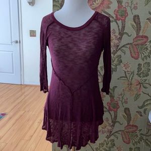 Free People Intimates burgundy sheer top